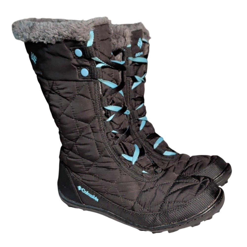 Columbia Minx Mid II Boots Womens Size 5 Waterproof Black Quilted Faux Fur Gorp